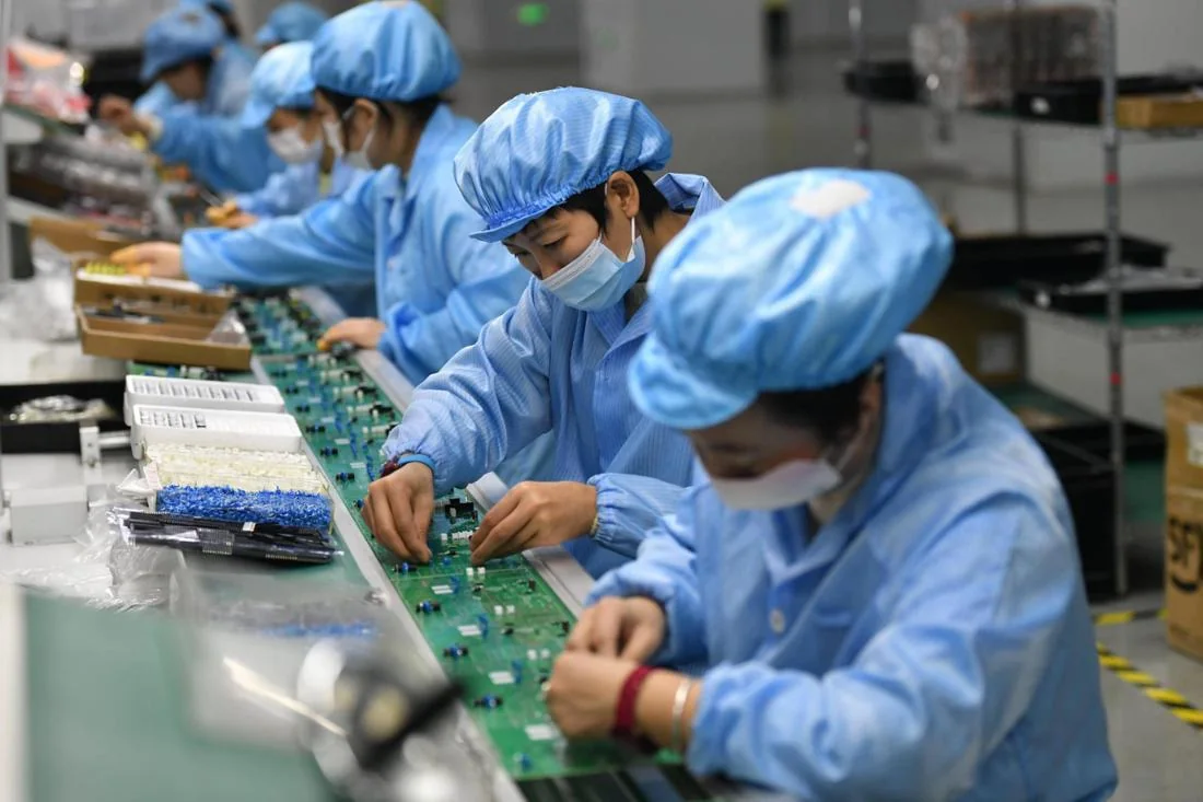 Electronics assembly line in China, industry reference photography
