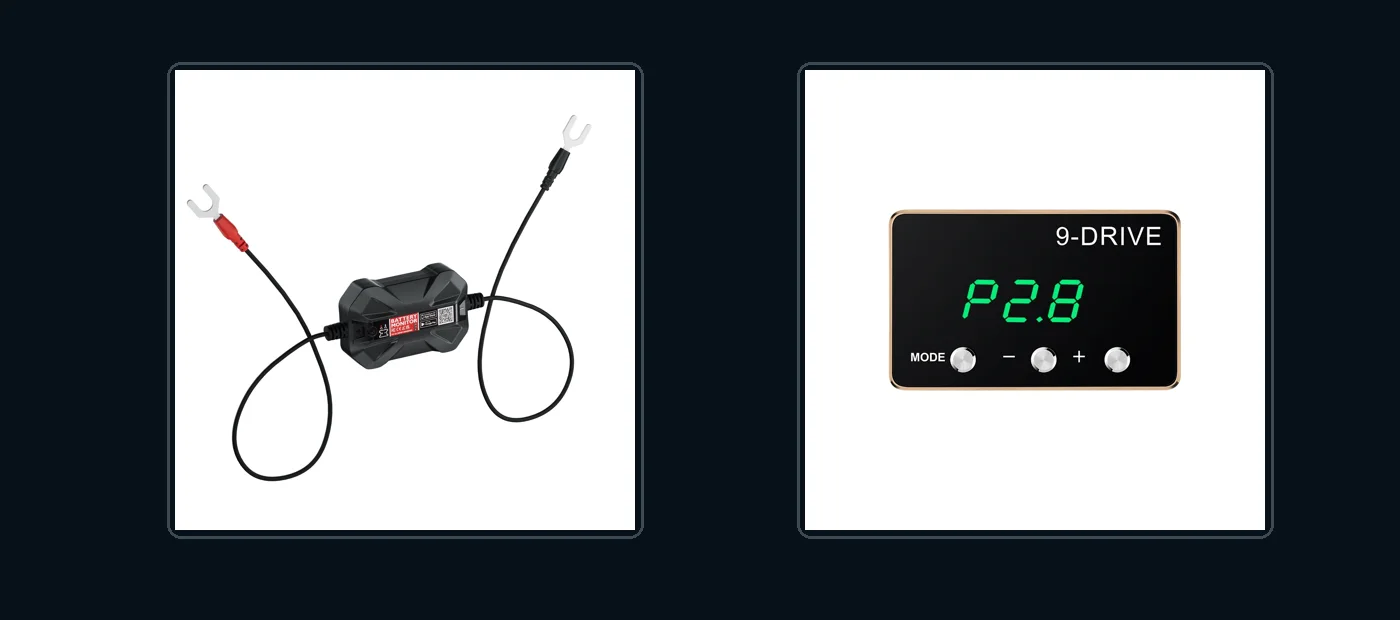 DRIVORYX B100 battery monitor and T300 throttle response controller product photographs